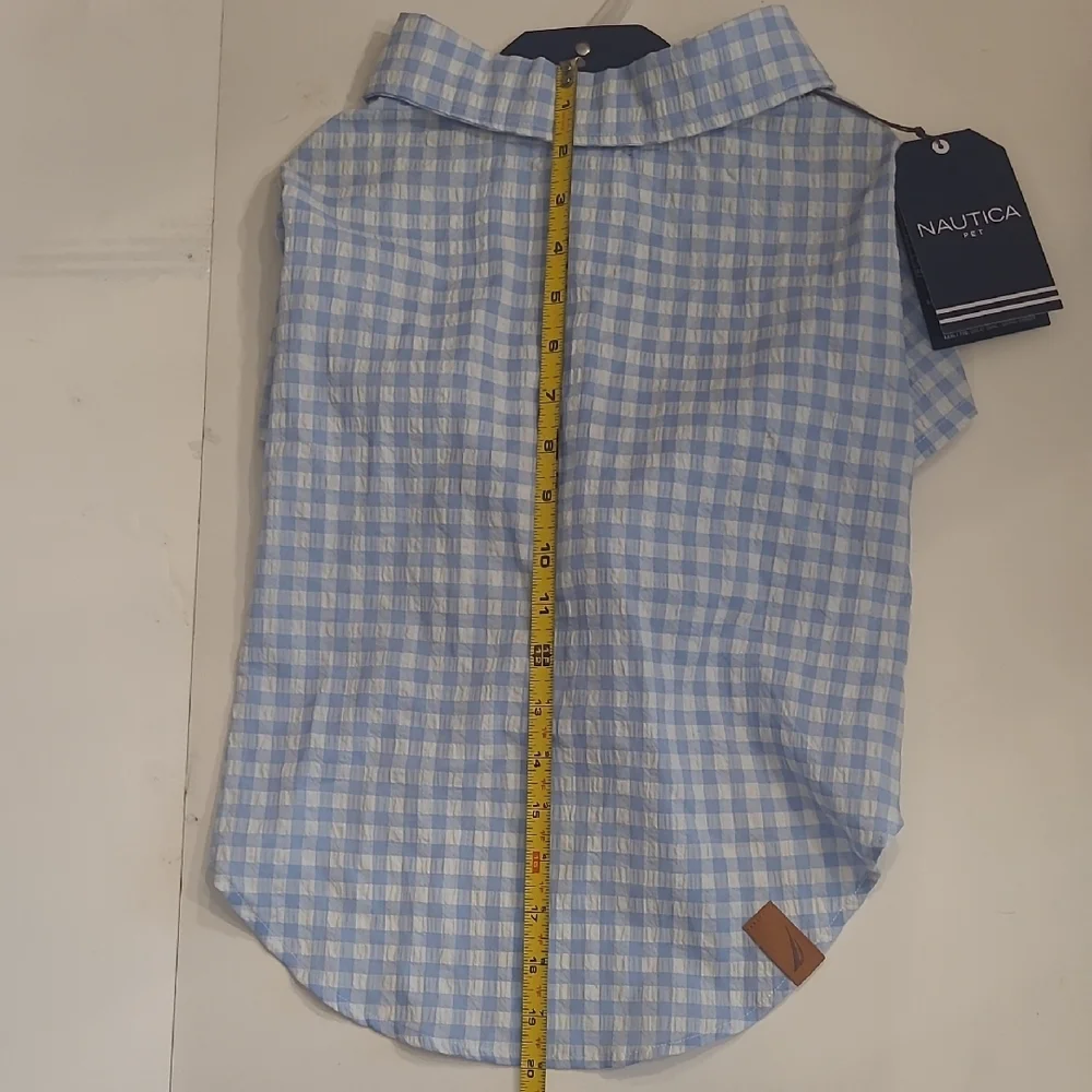 Nautica Plaid Pet Shirt Faux Button Flannel Collared Sleeved Checkered Top NWT